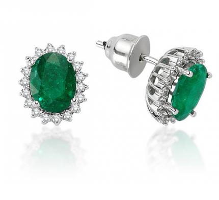 1.82 ct. Pırlanta Zümrüt Küpe